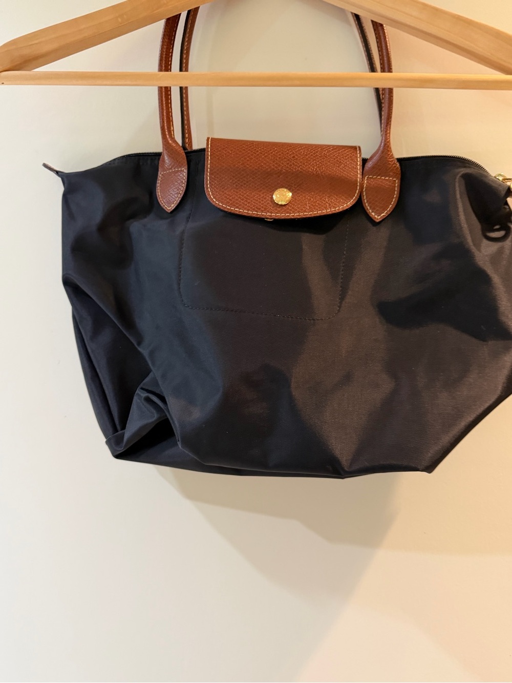 Long champ Le Pliage  with Brown Trim - Women's Shoulder Bag Medium